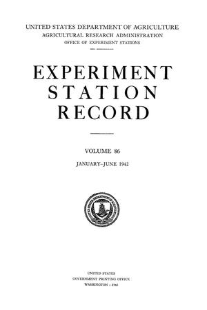 Primary view of object titled 'Experiment Station Record, Volume 86, January-June, 1942'.