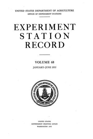 Experiment Station Record, Volume 68, January-June, 1933