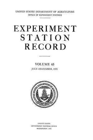Experiment Station Record, Volume 65, July-December, 1931