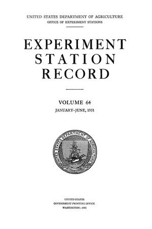 Experiment Station Record, Volume 64, January-June, 1931