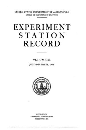 Experiment Station Record, Volume 63, July-December, 1930