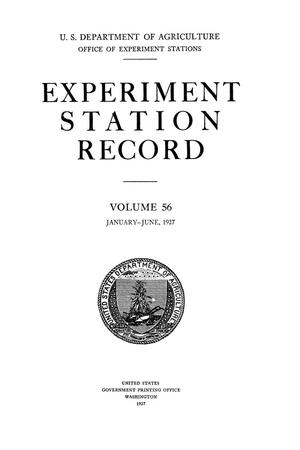 Experiment Station Record, Volume 56, January-June, 1927