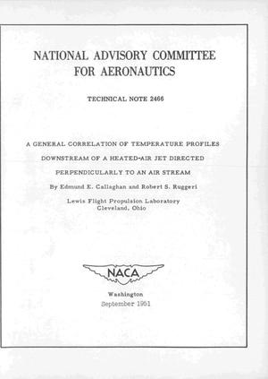 A General Correlation of Temperature Profiles Downstream of a Heated-Air Jet Directed Perpendicularly to an Air Stream