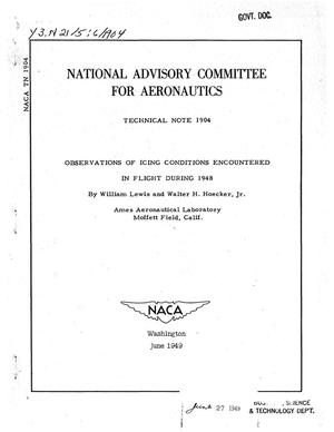 Observations of Icing Conditions Encountered in Flight During 1948