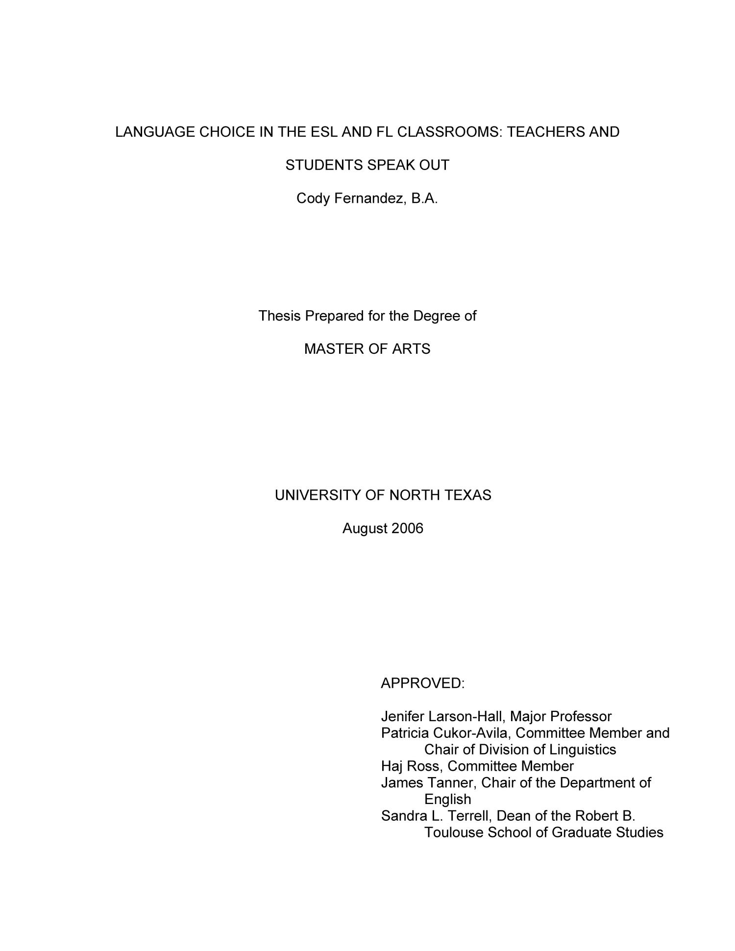 thesis language choice
