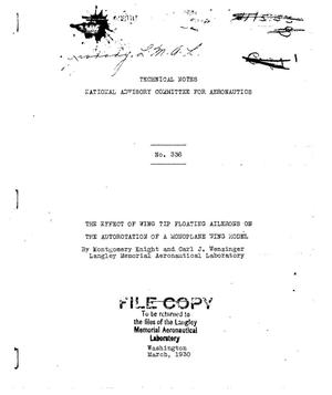 The Effect of Wing Tip Floating Ailerons on the Autorotation of a Monoplane Wing Model