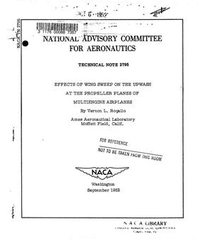 Effects of wing sweep on the upwash at the propeller planes of multiengine airplanes