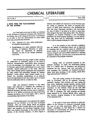 Chemical Literature, Volume 11, Number 4, Winter 1959