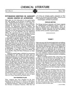 Chemical Literature, Volume 9, Number 4, Winter 1957