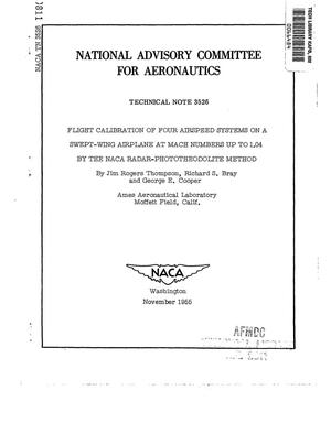 Flight calibration of four airspeed systems on a swept-wing airplane at Mach numbers up to 1.04 by the NACA radar-phototheodolite method