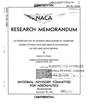 An Investigation of Aileron Oscillations at Transonic Speeds on NACA 23012 and NACA 65-212 Airfoils by the Wing-Flow Method