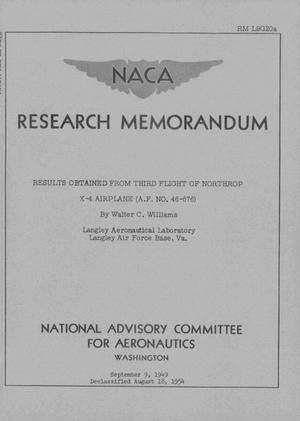 Results Obtained from Third Flight of Northrop X-4 Airplane (A.F. No. 46-676)