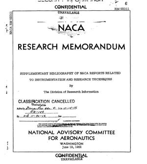 Supplementary Bibliography of NACA Reports Related to Instrumentation and Research Techniques