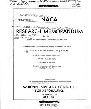 Supplementary Free-Spinning-Tunnel Investigation of a 1/20-Scale Model of the McDonnell F2H-3 Airplane with External Stores Installed: TED No. NACA DE 2393