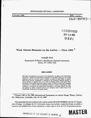 Weak matrix elements on the lattice - Circa 1995