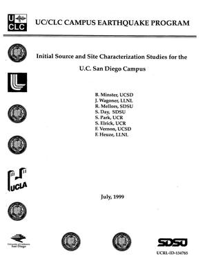 Initial source and site characterization studies for the U. C. San Diego campus