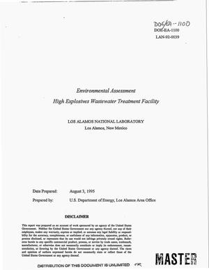 Environmental Assessment for the High Explosives Wastewater Treatment Facility, Los Alamos National Laboratory, Los Alamos, New Mexico