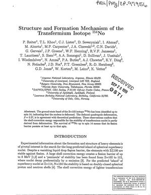 Structure and formation mechanism of the transfermium isotope {sup 254}No.