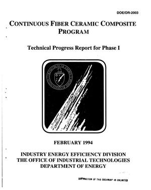 Technical progress report during Phase 1 of the continuous fiber ceramic composites program