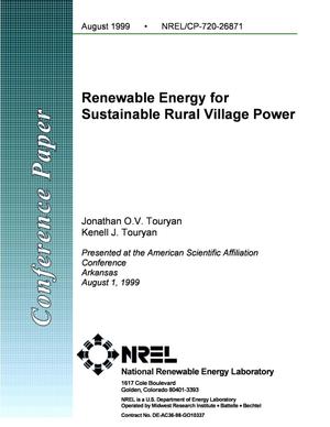 Renewable Energy for Sustainable Rural Village Power