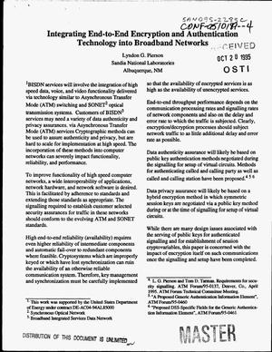 Integrating end-to-end encryption and authentication technology into broadband networks
