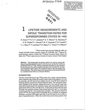 Lifetime measurements and dipole transition rates for superdeformed states in {sup 190}Hg.