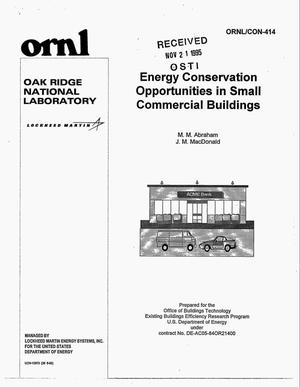 Energy conservation opportunities in small commercial buildings