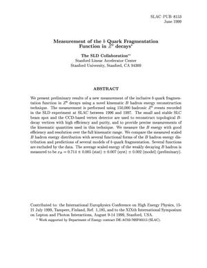 Measurement of the B Quark Fragmentation Function in Z{sup 0} Decays