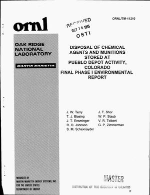 Disposal of chemical agents and munitions stored at Pueblo Depot Activity, Colorado. Final, Phase 1: Environmental report