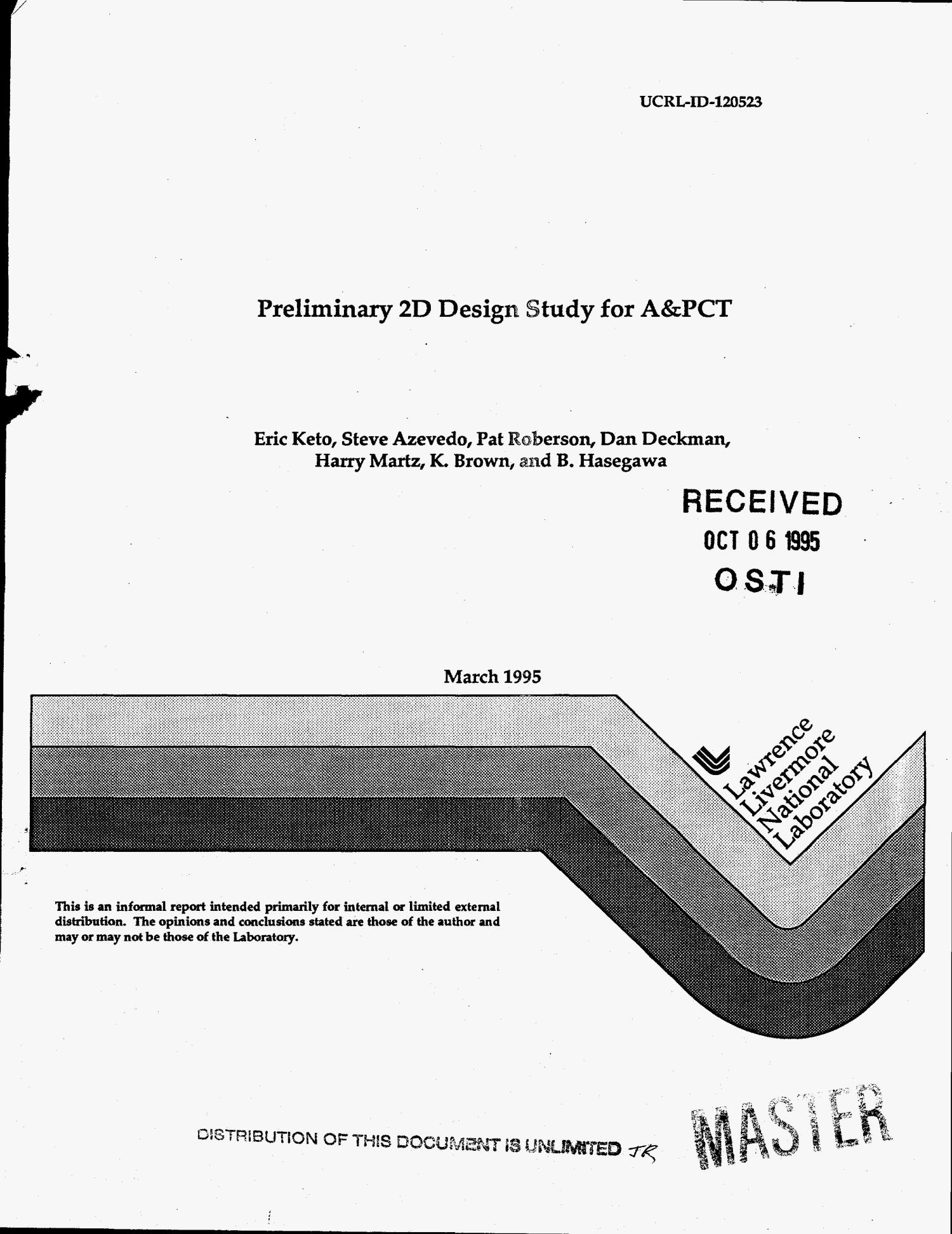 Preliminary 2D design study for A&PCT
                                                
                                                    [Sequence #]: 1 of 19
                                                