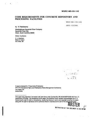 Code requirements for concrete repository and processing facilities
