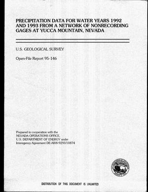 Precipitation data for water years 1992 and 1993 from a network of nonrecording gages at Yucca Mountain, Nevada