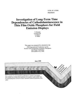 Investigation of long-term time dependencies of cathodoluminescence in thin film oxide phosphors for field emission displays