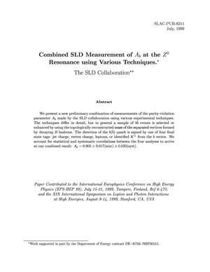 Combined SLD Measurement of Ab at the Z0 Resonance using Various Techniques
