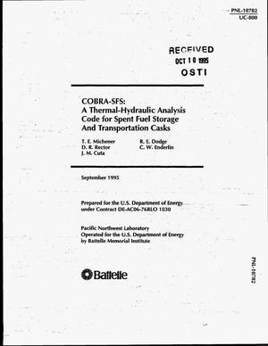 COBRA-SFS: A thermal-hydraulic analysis code for spent fuel storage and transportation casks