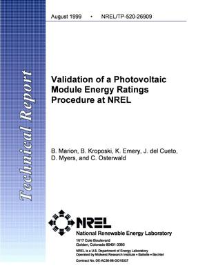 Validation of a Photovoltaic Module Energy Ratings Procedure at NREL