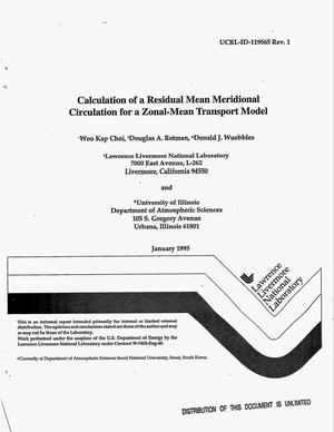 Calculation of a residual mean meridional circulation for a zonal-mean tracer transport model: Revision 1