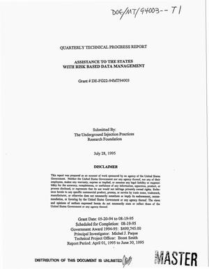 Assistance to the states with risk based data management. Quarterly technical progress report, April 1--June 30, 1995