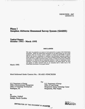 Geophex Airborne Unmanned Survey System (GAUSS). Topical report, October 1993--March 1995