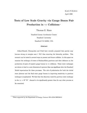 Tests of Low Scale Gravity via Gauge Boson Pair Production in {gamma}{gamma} Collisions