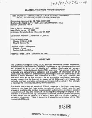 Identification and evaluation of fluvial-dominated deltaic (Class I oil) reservoirs in Oklahoma. Quarterly technical progress report, July 1--September 30, 1995