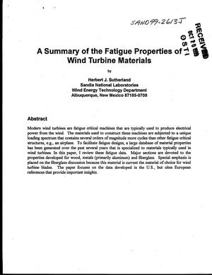 A Summary of the Fatigue Properties of Wind Turbine Materials