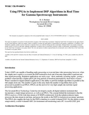 Using FPGAs to Implement DSP Algorithms in Real Time for Gamma Spectroscopy Instruments