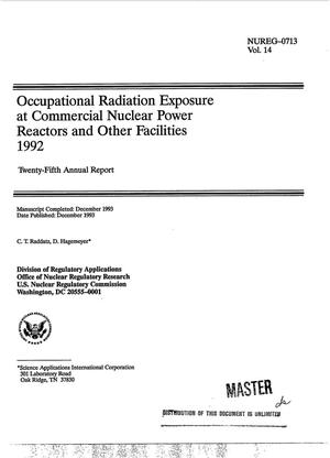 Occupational radiation exposure at commercial nuclear power reactors and other facilities 1992; Twenty-fifth annual report, Volume 14