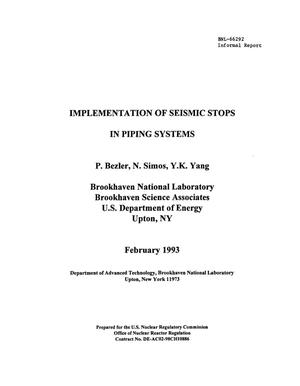 IMPLEMENTATION OF SEISMIC STOPS IN PIPING SYSTEMS.