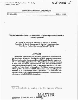 Experimental characterization of high-brightness electron photoinjector