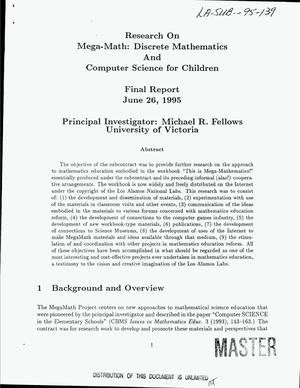 Research on Mega-Math: Discrete mathematics and computer science for children. Final report