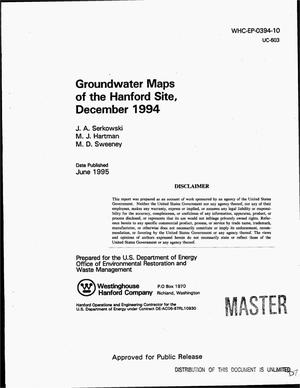 Groundwater maps of the Hanford Site, December 1994