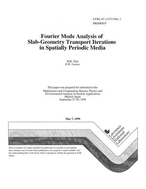 Fourier mode analysis of slab-geometry transport iterations in spatially periodic media