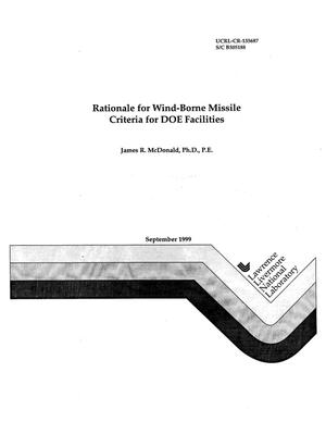 Rationale for wind-borne missile criteria for DOE facilities